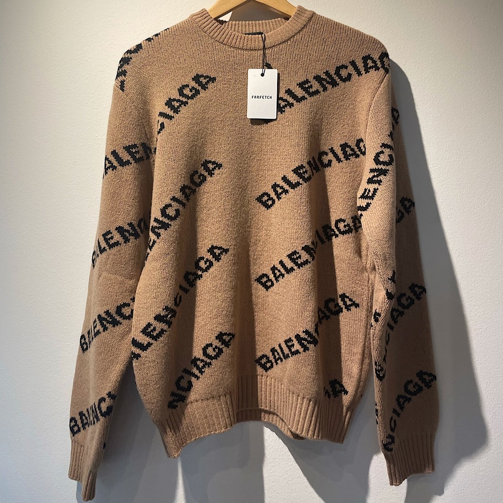 Balenciaga All Over Tan Sweater size S
